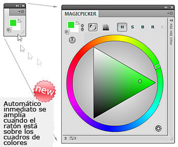 Nuevo! Rueda de Colores MagicPicker 3.0 actualización. Automático inmediato se amplía cuando el ratón está sobre los cuadros de colores