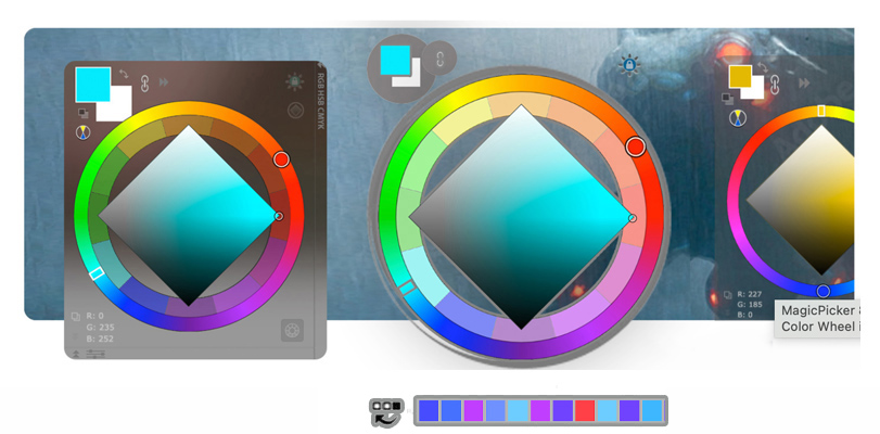 MagicPicker Color Wheel HUD Modes: Crystal Blur, Transparent PRO, Semi-Transparent