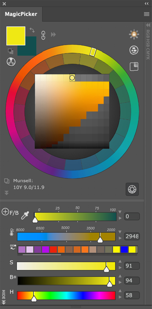 MagicPicker color wheel in HUD mode / Adobe Photoshop