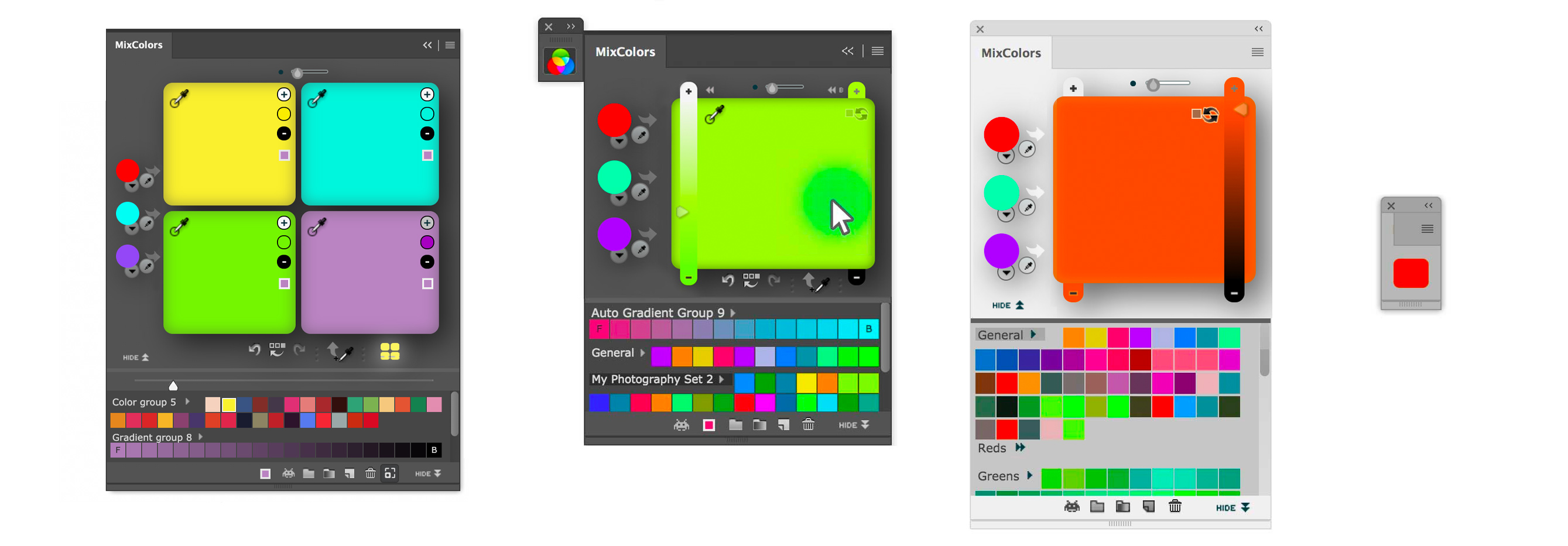 MixColors 4 Color Mixer Modes and Swatch Groups