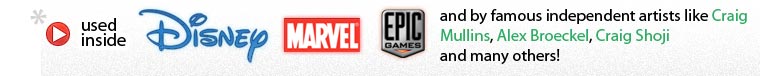 Used inside Disney, Marvel, Epic Games and by famous artists like Craig Mullins, Alex Broeckel, Craig Shoji