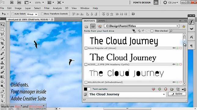 DiskFonts manages fonts in Adobe Creative Suite environment
