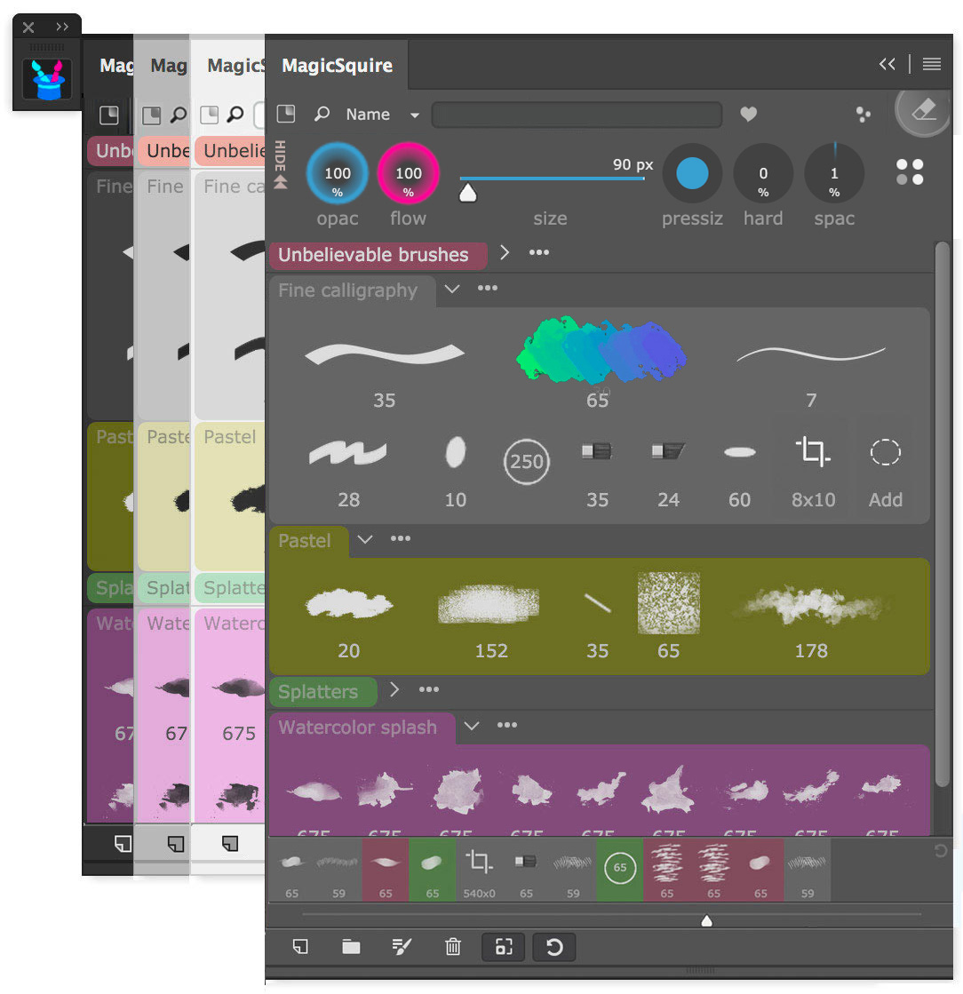 MagicSquire with Tool Presets, History and Thumbnail scaling activated MagicSquire with Tool Presets, History and Thumbnail scaling activated