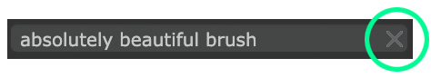 Search Photoshop brushes by tags or text, clear search field