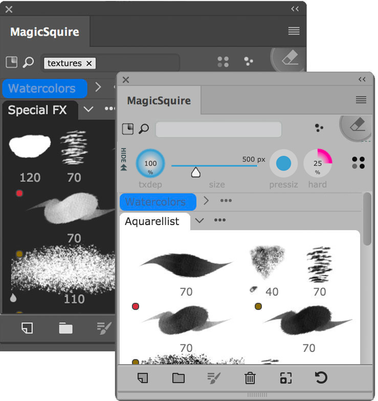MagicSquire 5 - brush management HUD in Adobe Photoshop