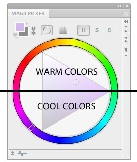 Warm and cool colors on color wheel