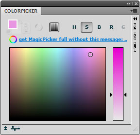 FREE ColorPicker trial Photoshop panel includes only a color pane, no color wheel
