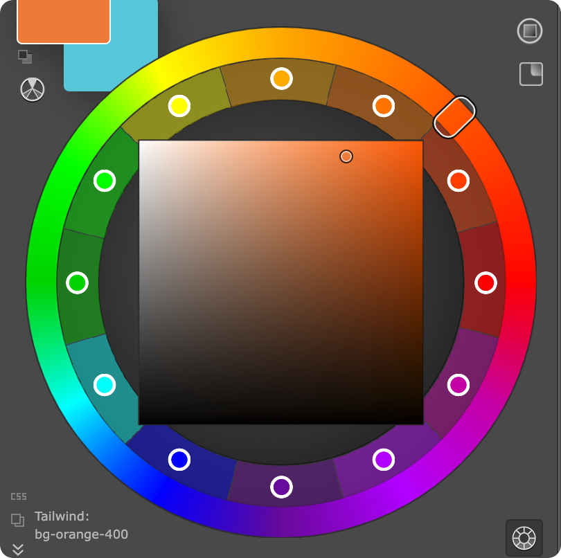 Twelve color markers around the MagicPicker color wheel