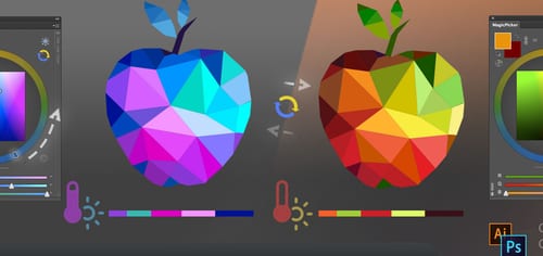 MagicPicker changing an illustration between cool and warm palettes
