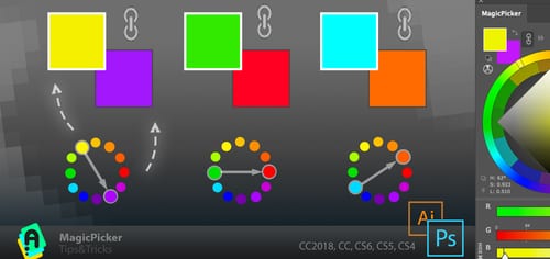 MagicPicker linked color harmonies generating complementary swatches