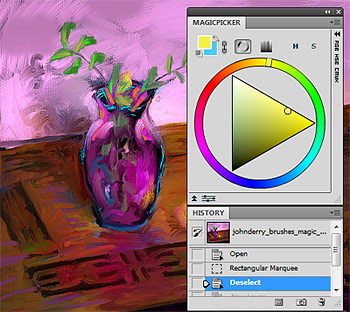MagicPicker Photoshop color wheel screenshot with digital painting