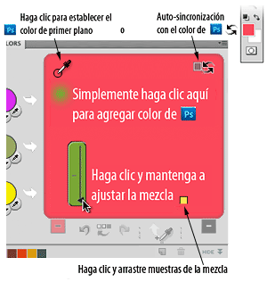 Haga clic en el centro de Photoshop MixColors para mezclar el color de Photoshop Haga clic en el centro de Photoshop MixColors para mezclar el color de Photoshop