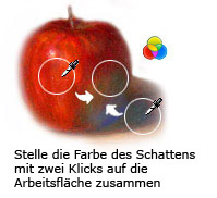 Stelle die Farbe des Schattens mit zwei Klicks auf die Arbeitsfläche zusammen Stelle die Farbe des Schattens mit zwei Klicks auf die Arbeitsfläche zusammen